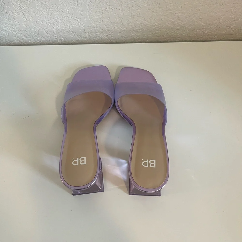 bp Lavender Patent Slide Mules with Faceted Block Heel - Picture 6 of 7